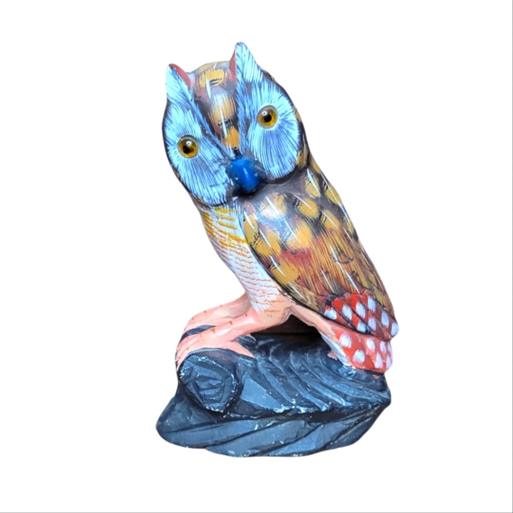 Colorful Owl Figurine - Handcrafted Home Decor